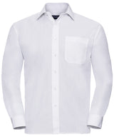 Long sleeve polycotton easycare poplin shirt — White