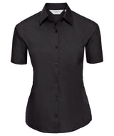 Women's short sleeve polycotton easycare poplin shirt — Black