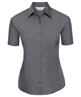 Women's short sleeve polycotton easycare poplin shirt — Convoy Grey