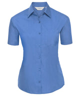 Women's short sleeve polycotton easycare poplin shirt — Corporate Blue