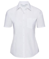 Women's short sleeve polycotton easycare poplin shirt — White