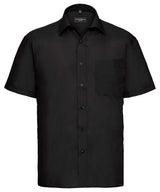 Short sleeve polycotton easycare poplin shirt — Black