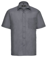 Short sleeve polycotton easycare poplin shirt — Convoy Grey