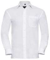 Long sleeve pure cotton easycare poplin shirt — White