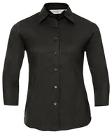 Women's ¾ sleeve easycare fitted shirt — Black