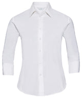 Women's ¾ sleeve easycare fitted shirt — White
