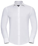 Long sleeve easycare fitted shirt — White