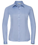 Women's long sleeve herringbone shirt — Light Blue
