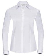 Women's long sleeve herringbone shirt — White