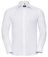 Long sleeve herringbone shirt — White