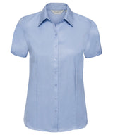 Women's short sleeve herringbone shirt — Light Blue