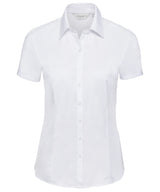 Women's short sleeve herringbone shirt — White