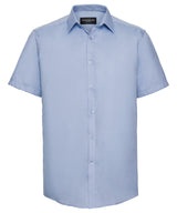 Short sleeve herringbone shirt — Light Blue
