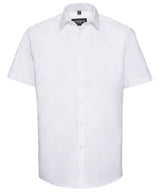 Short sleeve herringbone shirt — White