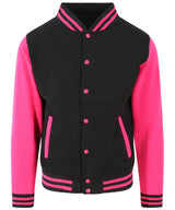 Varsity jacket — Jet Black/Hot Pink