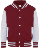 Kids varsity jacket — Burgundy/Heather Grey
