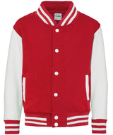 Kids varsity jacket — Fire Red/White