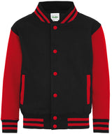 Kids varsity jacket — Jet Black/Fire Red