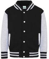 Kids varsity jacket — Jet Black/Heather Grey