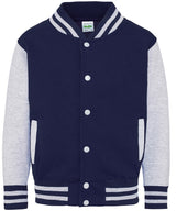 Kids varsity jacket — Oxford Navy/Heather  Grey