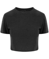 Women's triblend cropped T — Heather Black