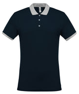 Two-tone piqué polo shirt — Navy/Oxford Grey