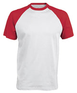 Baseball Short-sleeved two-tone T-shirt — White/Red