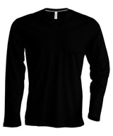 Men's long-sleeved V-neck T-shirt — Black