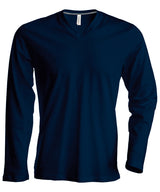 Men's long-sleeved V-neck T-shirt — Navy