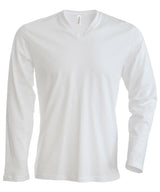 Men's long-sleeved V-neck T-shirt — White