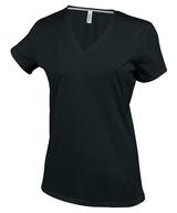 Ladies' short-sleeved V-neck T-shirt — Black