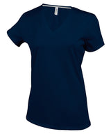 Ladies' short-sleeved V-neck T-shirt — Navy