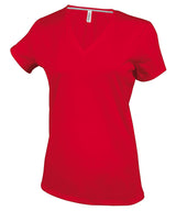 Ladies' short-sleeved V-neck T-shirt — Red