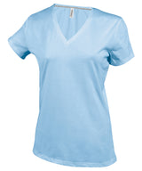 Ladies' short-sleeved V-neck T-shirt — Sky Blue