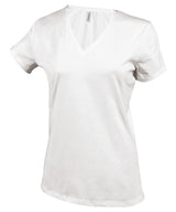 Ladies' short-sleeved V-neck T-shirt — White