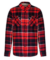 Sherpa-lined checked shirt jacket — Red/Navy