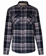 Sherpa-lined checked shirt jacket — Storm Grey/Navy