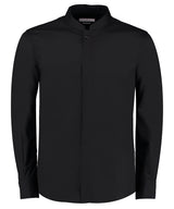 Mandarin collar shirt long-sleeved (tailored fit) — Black