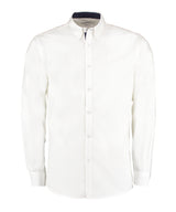 Contrast premium Oxford shirt (button-down collar) long-sleeved (tailored fit) — White/Navy