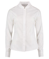 Women's mandarin collar shirt long-sleeved (tailored fit) — White