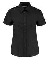 Women's workplace Oxford blouse short-sleeved (tailored fit) — Black