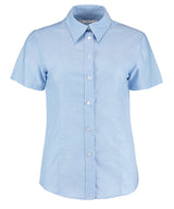 Women's workplace Oxford blouse short-sleeved (tailored fit) — Light Blue*