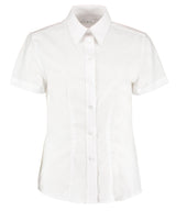 Women's workplace Oxford blouse short-sleeved (tailored fit) — White*