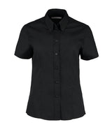 Women's corporate Oxford blouse short-sleeved (tailored fit) — Black*