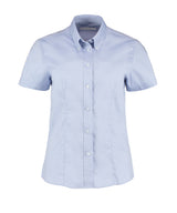 Women's corporate Oxford blouse short-sleeved (tailored fit) — Light Blue*