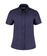 Women's corporate Oxford blouse short-sleeved (tailored fit) — Midnight Navy