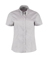 Women's corporate Oxford blouse short-sleeved (tailored fit) — Silver Grey