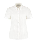 Women's corporate Oxford blouse short-sleeved (tailored fit) — White*