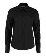Women's corporate Oxford blouse long-sleeved (tailored fit) — Black*