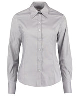 Women's corporate Oxford blouse long-sleeved (tailored fit) — Silver Grey
